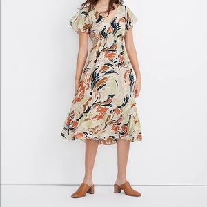 Madewell Ruffle-Waist Midi Dress Brushing Up